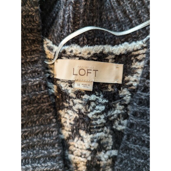 Ann Taylor Loft Gray Marbled Chunky Knit Open Front Cardigan Sweater Medium - Picture 2 of 10